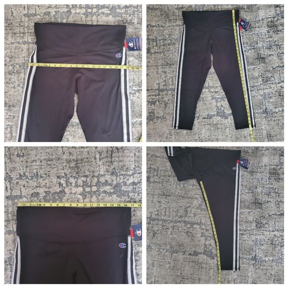 Champion Women's White Side Stripes High Rise Tights, Black Plus Size 2XL NWT - Picture 6 of 13